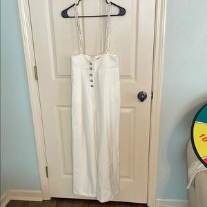 Elegant White Jumpsuit with Button Detail